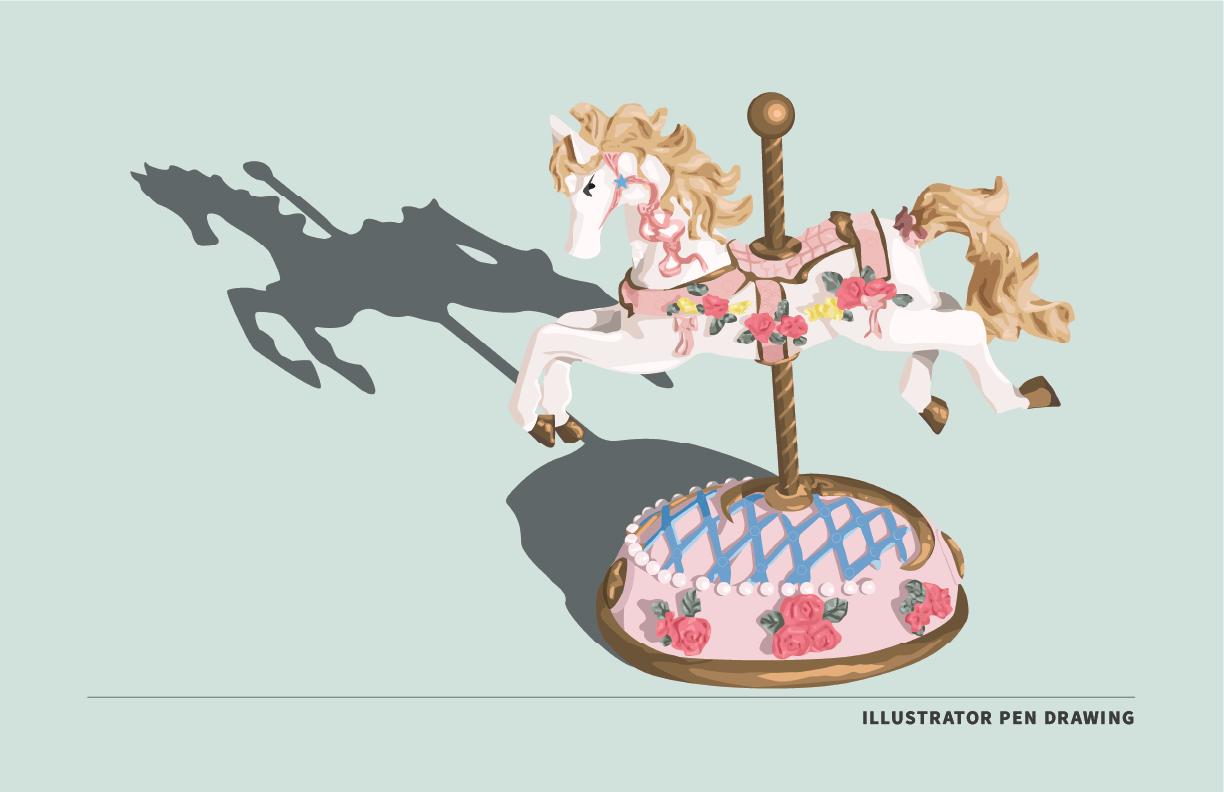 carousel horse illistrator pen drawing